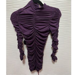 Purple ruched mini dress